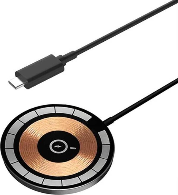 İlkatech S21-S22-S23 Uyumlu Type-C Magsafe Şarj Aleti Kablosuz Manyetik Şarj Type C 15W Siyah - Image 1