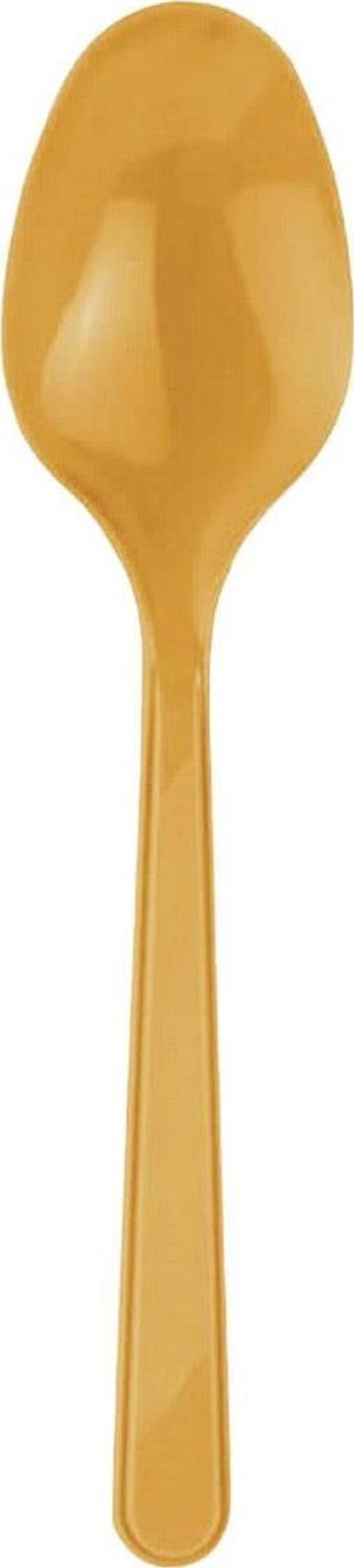 Plastik Lüx Altın Renk Kaşık - Parti Davet Piknik Çorba Yemek Kaşığı - 18 Cm. - 75 Adet - Image 1