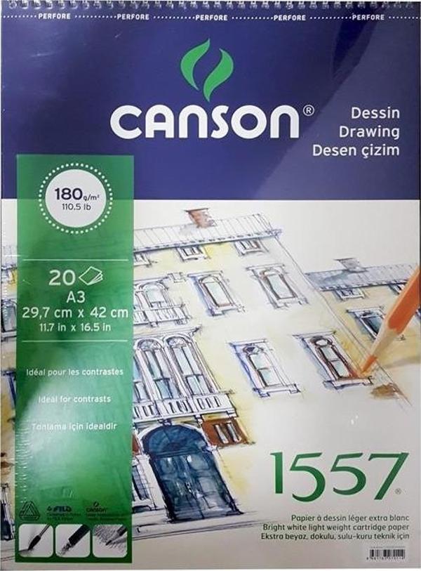 Canson A3 Resim ve Çizim Bloğu 180 Gram 20 Yaprak Üstten Spiralli 1557 Fcns18020a3us - Image 1