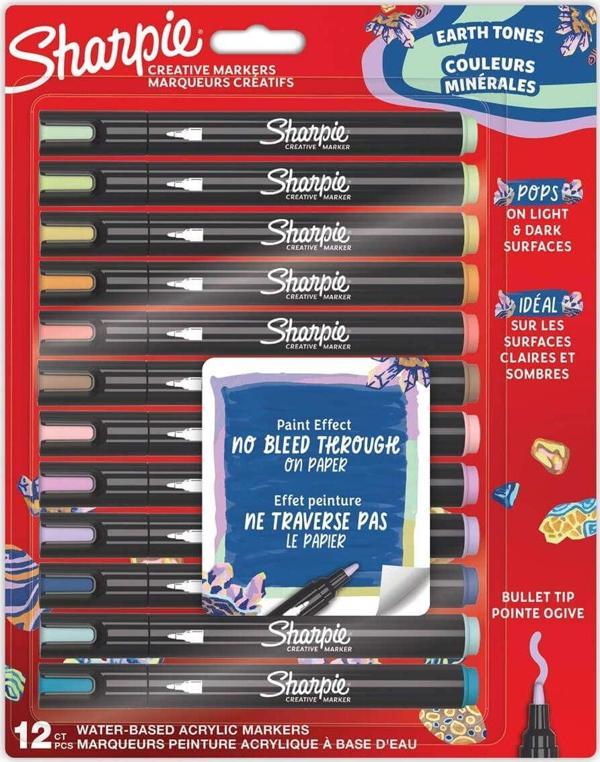 Sharpie Akrilik Markör Kalem Doğa Tonları Yuvarlak Uç 12 Renk Bl Sh-2213421 - Image 1