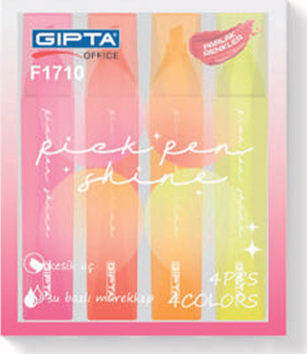 Gıpta Fosforlu Kalem Pickpen Shine 4 Renk Set Koyu Renk F1710 - Image 1