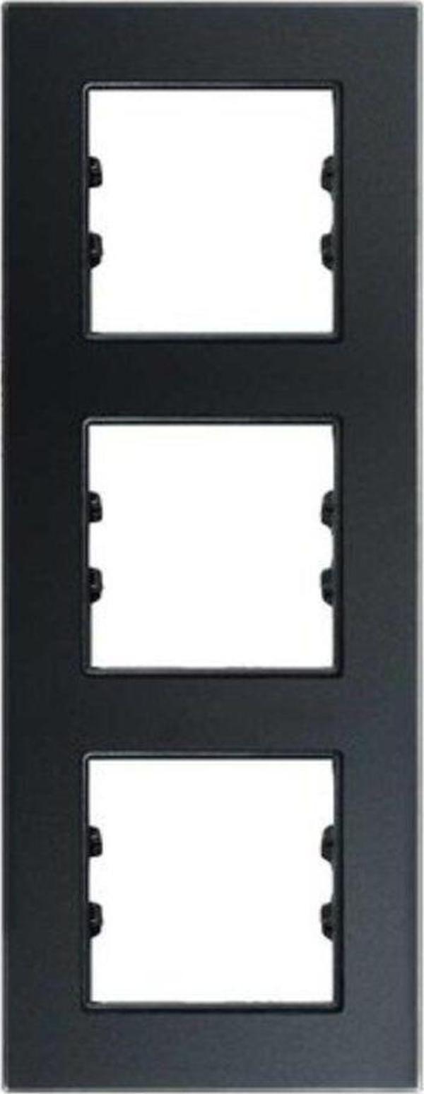 Arvehu Electric Apg513-71 Asfir Pleksiglas Mat Siyah Dikey Üçlü Çerçeve (Mekanizma Hariç) - Image 1