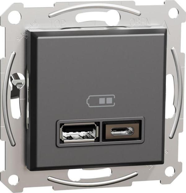 Schneider Electric Eph2700371 Asfora Antrasit Usb Prizi Ikili 2.4A Type A C - Image 1