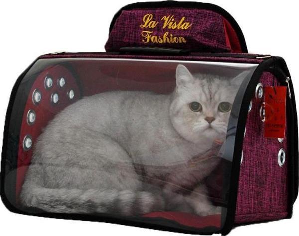 La Vista Tomris Kedi, Küçük Köpek Sırt Taşıma Çantası Pembe 44-26-27cm - Image 1
