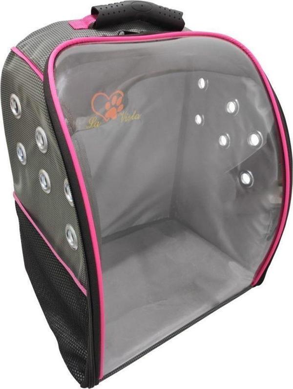 La Vista Twist Kedi, Küçük Köpek Sırt Taşıma Çantası GRİ 32-26-40cm - Image 1