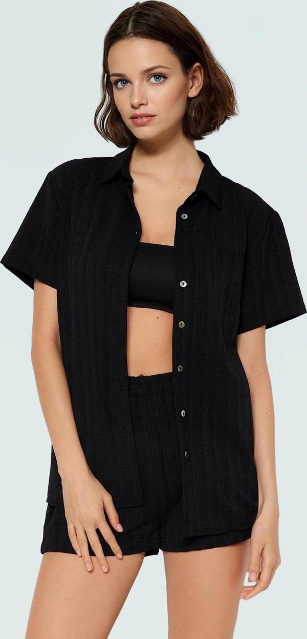 Kısa Kollu Oversize Keten Karışımlı Şort Takım Plaj ve Günlük Kullanım İçin - Image 1