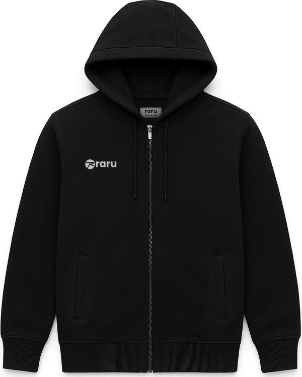 Kapüşonlu Tam Fermuarlı Sweatshirt SİYAH - Image 1