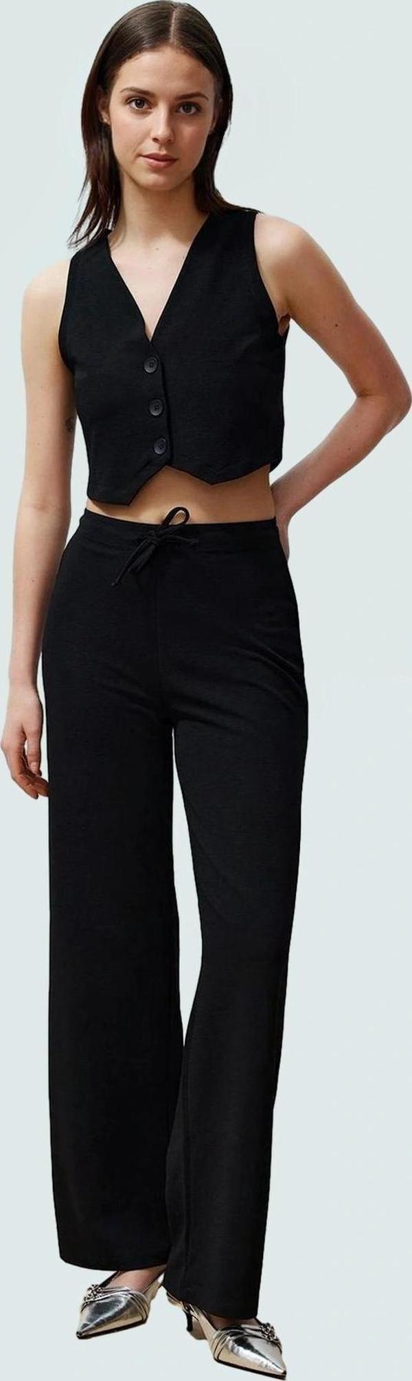 Geniş Paça Pantolon Yelek Takım Rahatlık ve Şıklık Bir Arada İşten Gündeliğe Modern Stil - Image 1