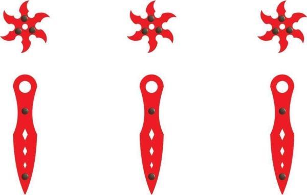 Ahtek Ahşap Samuray Naruto Seti, 3 Ad. Ninja Yıldızı Kohga 3 Ad. Fırlatma Bıçağı Kunai - Image 1