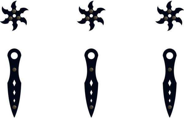 Ahtek Ahşap Samuray Naruto Seti, 3 Ad. Ninja Yıldızı Kohga 3 Ad. Fırlatma Bıçağı Kunai - Image 1