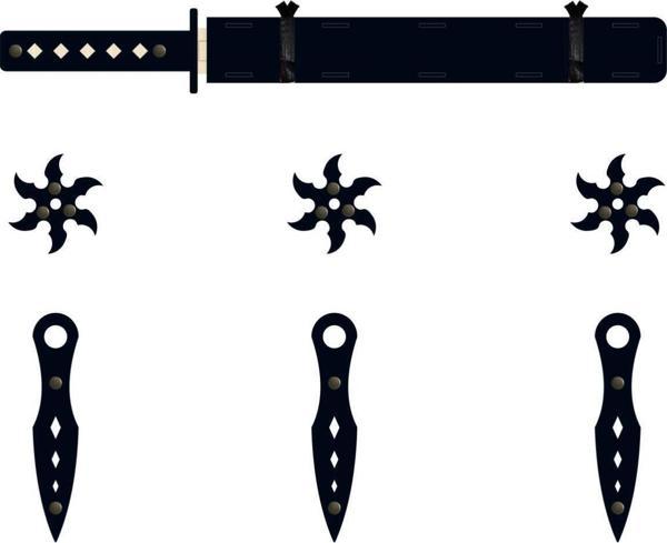Ahtek Ahşap Samuray Seti 3 Lü, Katana Kılıcı +3 Ad. Ninja Yıldızı Kohga +3 Ad. Fırlatma Bıçağı Kunai Siyah - Image 1