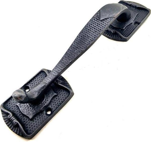 Antika Tarz Dekoratif Pirinç Ayak Tip Büyük Kapı Çekme Kolu - 220x50mm, Oksit - Image 1