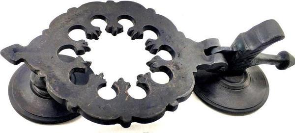 Antika Tarz Dekoratif Pirinç Osmanlı Kapı Tokmağı, Taktak - 265x75mm, Oksit - Image 1