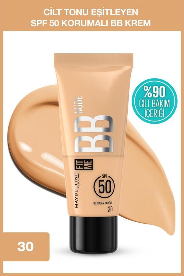 Maybelline New York Fit Me Nude Cilt Bakımı Etkili Nemlendirici SPF50 BB Krem - 30 - Image 1