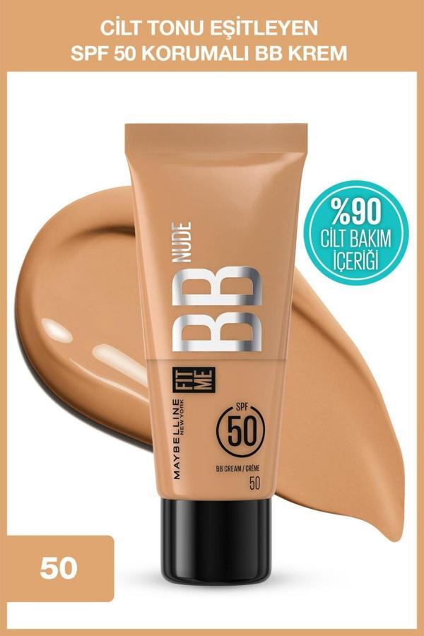 Maybelline New York Fit Me Nude Cilt Bakımı Etkili Nemlendirici SPF50 BB Krem - 50 - Image 1