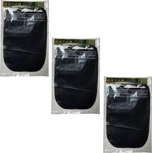Kese Siyah %70 Floş (El geçmeli) 300 GSM (17 * 25cm),3 Adet, Derya Eren - Image 1