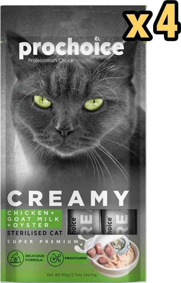 Pro Choice Creamy Tavuklu Keçi Sütlü Likit Ödül 4 x 15 gr x 4 Adet - Image 1
