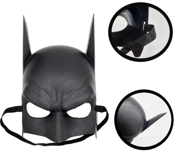 Siyah Renk Çocuk Boy Arkadan Lastikli Batman Maskesi A Kalite  20x14 Cm - Image 1