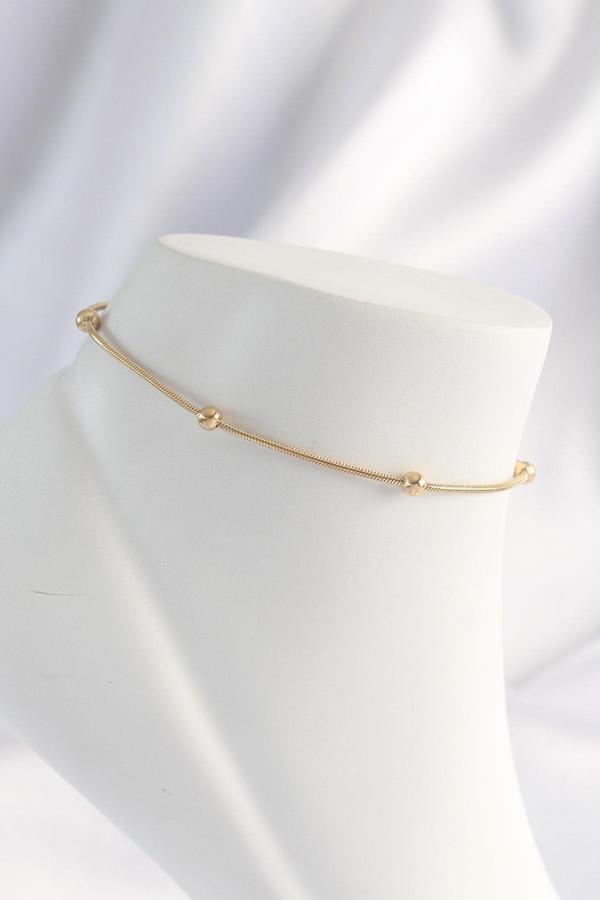 Celira Çelik Gold Renk Minimal Topçuk Model Halhal - Image 1