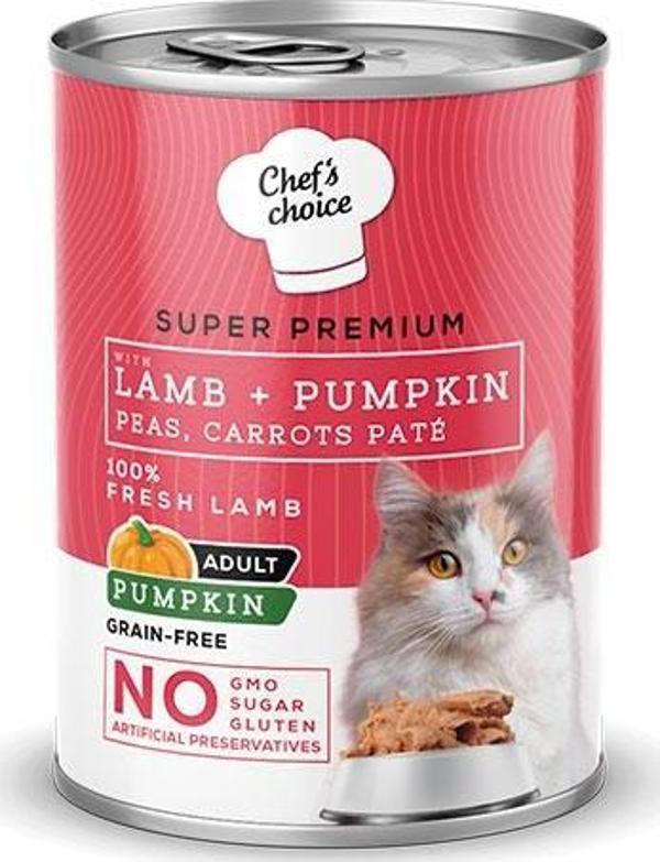 Chefs Choice Pumpkin Pate Lamb Kuzulu Balkabaklı Tahılsız Yetişkin Kedi Konservesi 6 Adet 400 Gr - Image 1