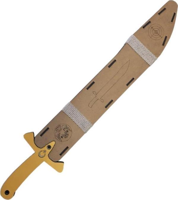 Ahtek Sarı Özel Tasarım Ahşap Oyuncak Kınlı Kılıç - Image 1