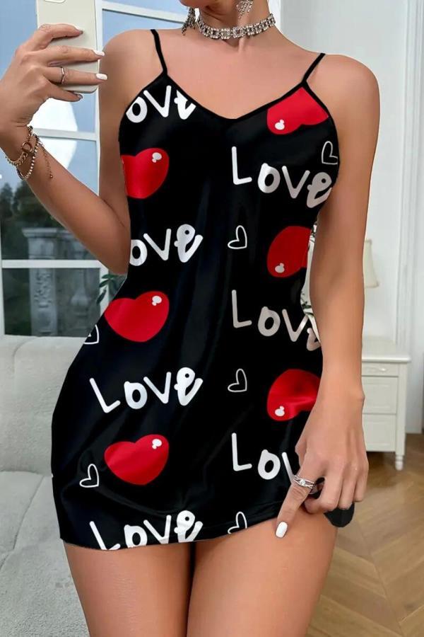 Love Desenli Saten Gecelik - Image 1