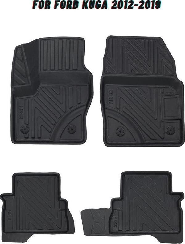 Ford Kuga 2012-2019 ile Uyumlu Carbon Desenli Ultra Premium Havuzlu Oto Paspas - Image 1