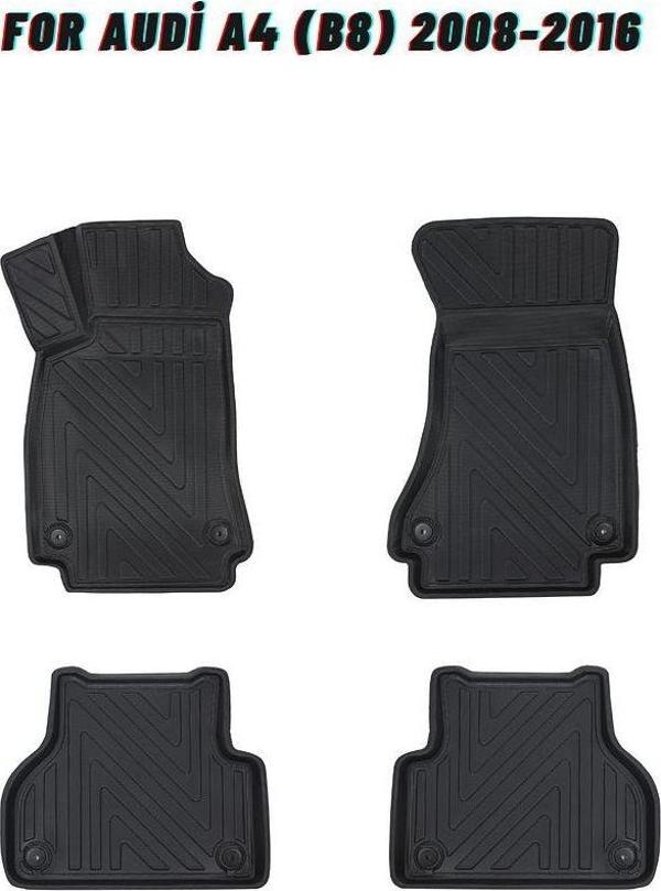 Audi A4 (B8) 2008-2016 ile Uyumlu Carbon Desenli Ultra Premium Havuzlu Oto Paspas - Image 1