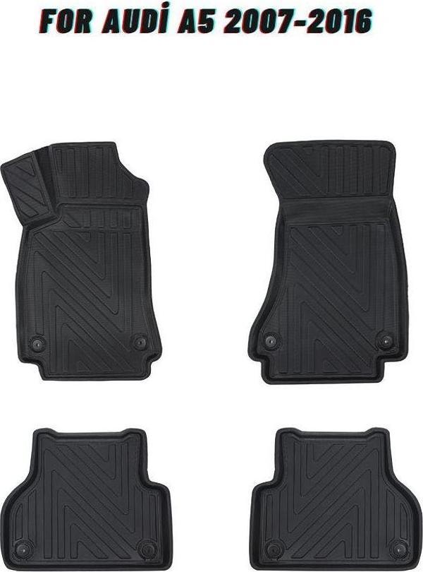 Audi A5 2007-2016 ile Uyumlu Carbon Desenli Ultra Premium Havuzlu Oto Paspas - Image 1