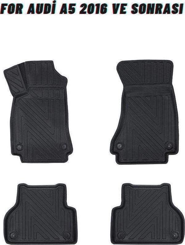 Audi A5 2016 Ve Sonrası ile Uyumlu Carbon Desenli Ultra Premium Havuzlu Oto Paspas - Image 1