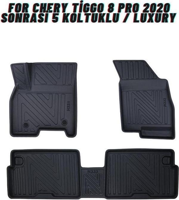 Chery Tiggo 8 Pro 2020 Sonrası 5 Koltuklu / Luxury Carbon Desenli Ultra Premium Havuzlu Oto Paspas - Image 1
