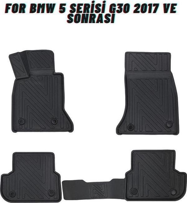 Bmw 5 Serisi G30 2017 Ve Sonrası ile Uyumlu Carbon Desenli Ultra Premium Havuzlu Oto Paspas - Image 1