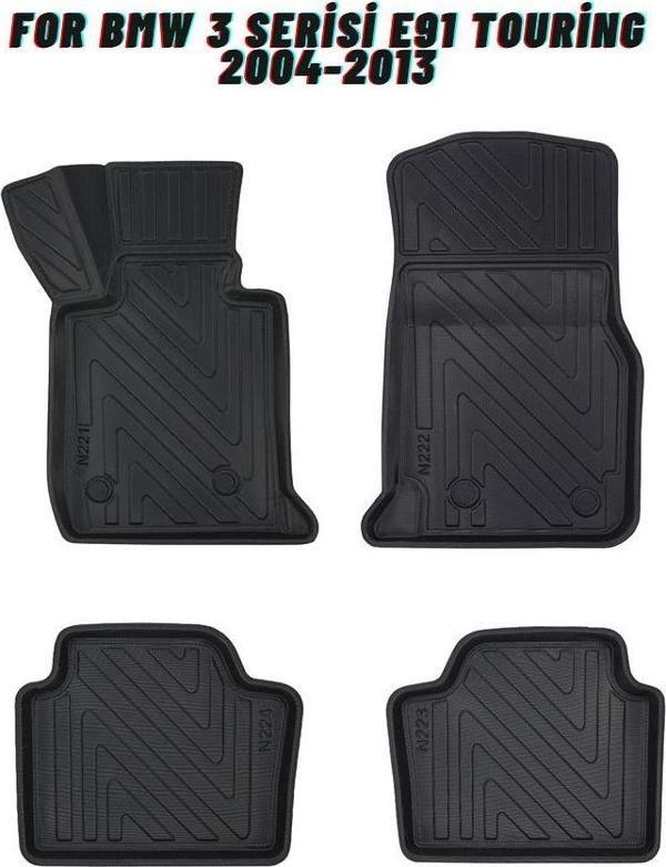 Bmw 3 Serisi E91 Touring 2004-2013 ile Uyumlu Carbon Desenli Ultra Premium Havuzlu Oto Paspas - Image 1