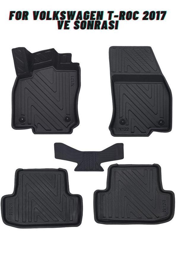 Volkswagen T-Roc 2017 Sonrası ile Uyumlu Carbon Desenli Ultra Premium Havuzlu Oto Paspas - Image 1