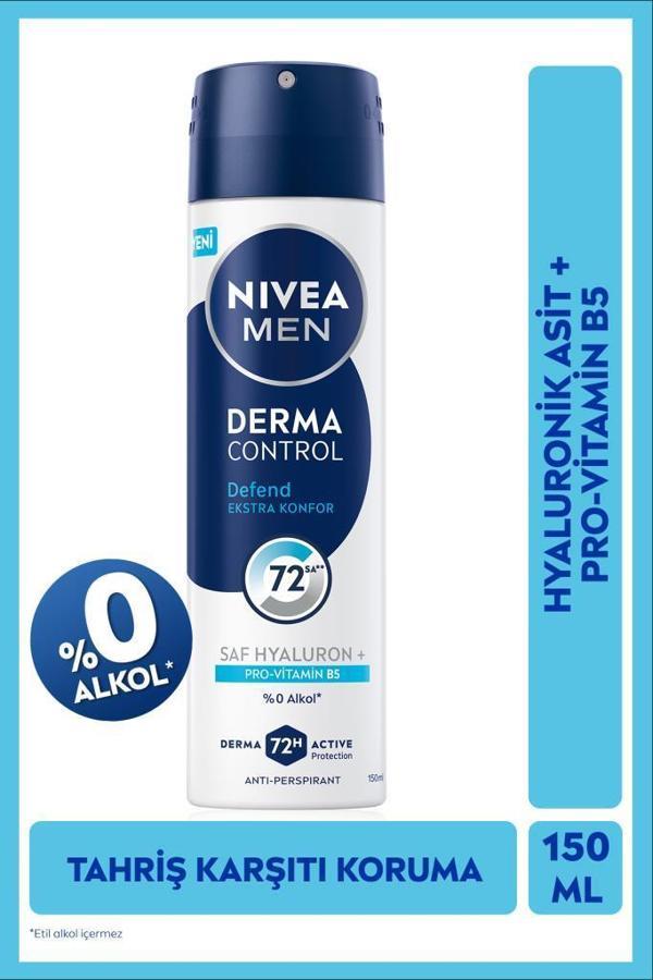 MEN Erkek Sprey Deodorant Derma Control Defend 150ml,Hyaluron,Pro Vitamin B5,72 Saat Anti-perspirant - Image 1
