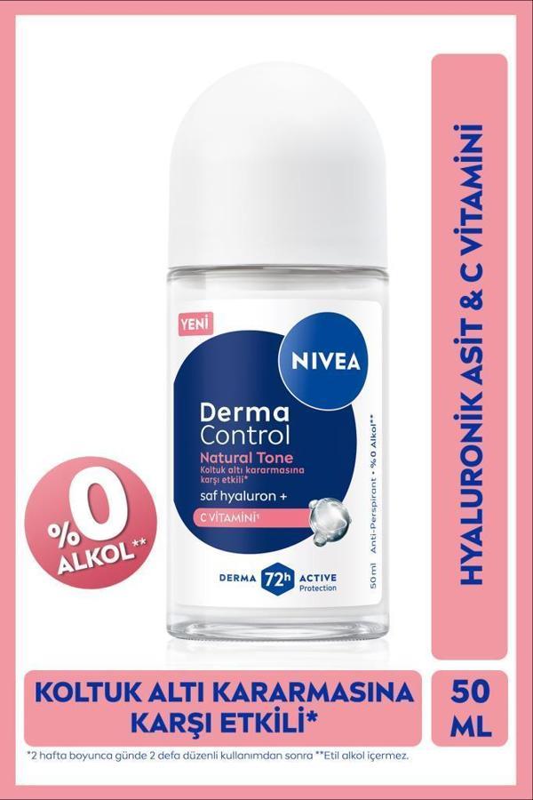 Kadın Roll on Deodorant Derma Control Natural Tone 50ml, Koltuk Altı Kararmasına Karşı, C Vitamini - Image 1