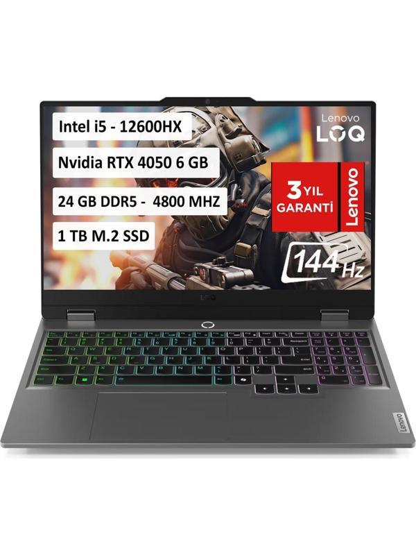 Lenovo LOQ Intel Core i5 12600HX 24GB 1 TB SSD RTX4050 Freedos 15.6" FHD Taşınabilir Bilgisayar 83GS00RYTR - Image 1