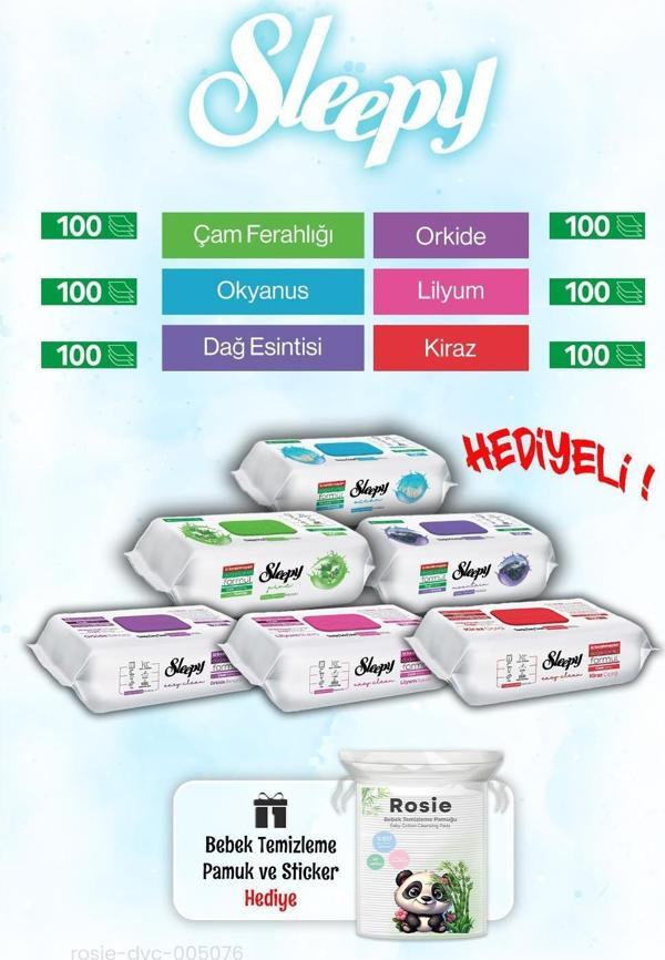 Sleepy 6'lı Tanışma Paketi 100 x 6 (600 yaprak) ve ROSIE bebek pamuğu - Image 1
