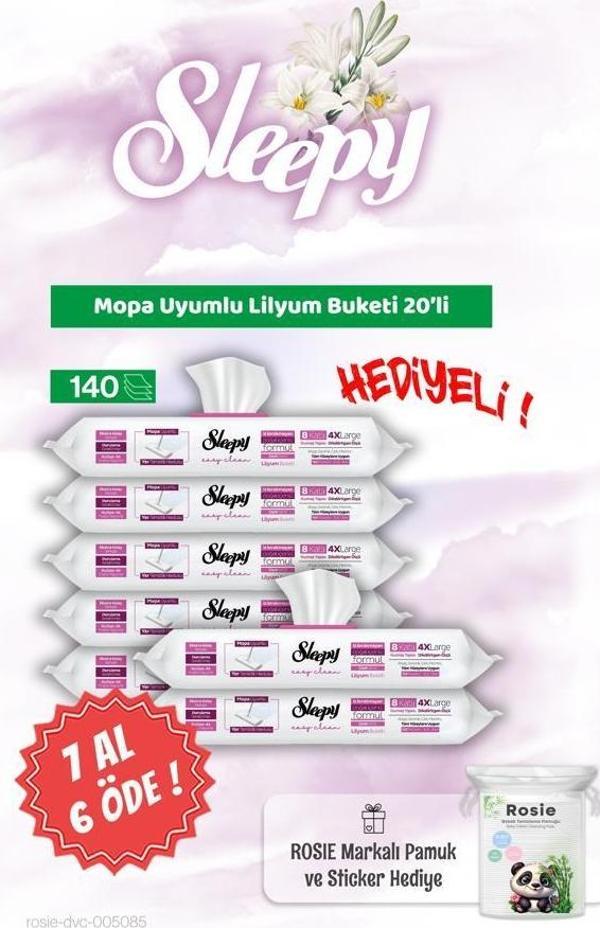 Sleepy 7 AL 6 ÖDE Mopa Uyumlu Lilyum Buketi 20'li ve Rosie Bebek pamuğu - Image 1