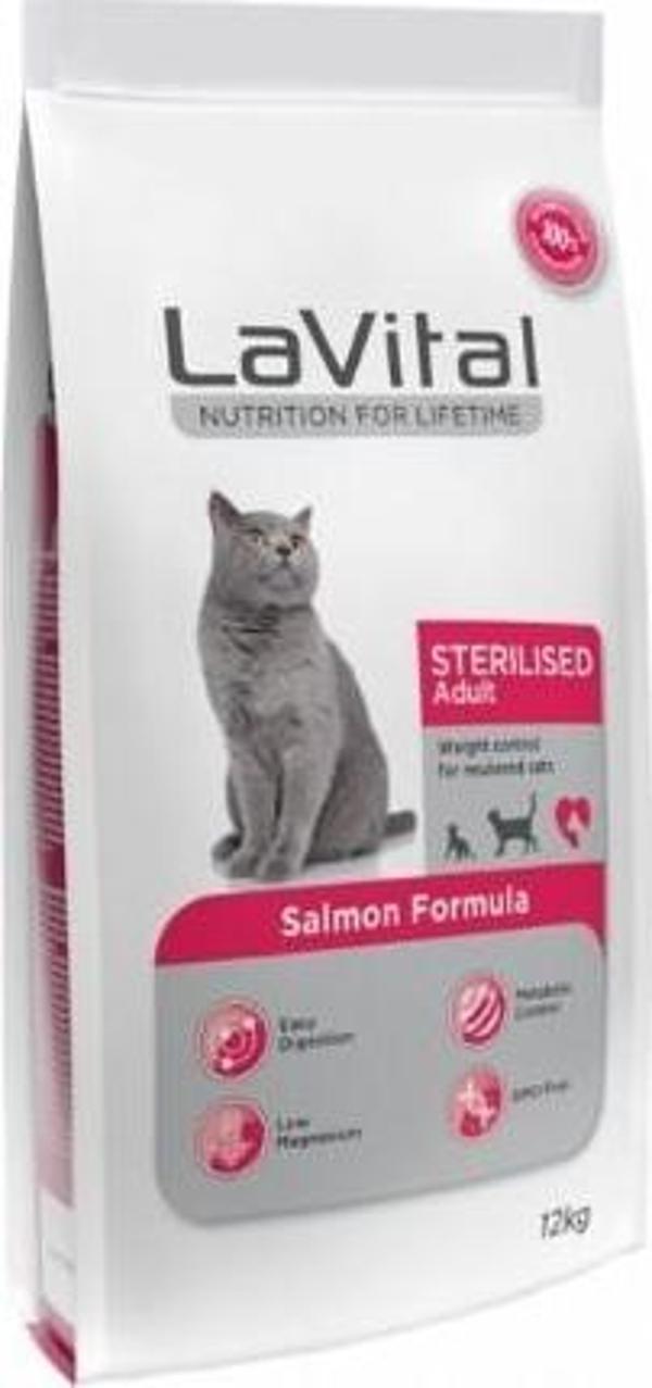 Lavital Kilo Kontrolü Için Somonlu Kısırlaştırılmış Kedi Maması 12 kg - Image 1