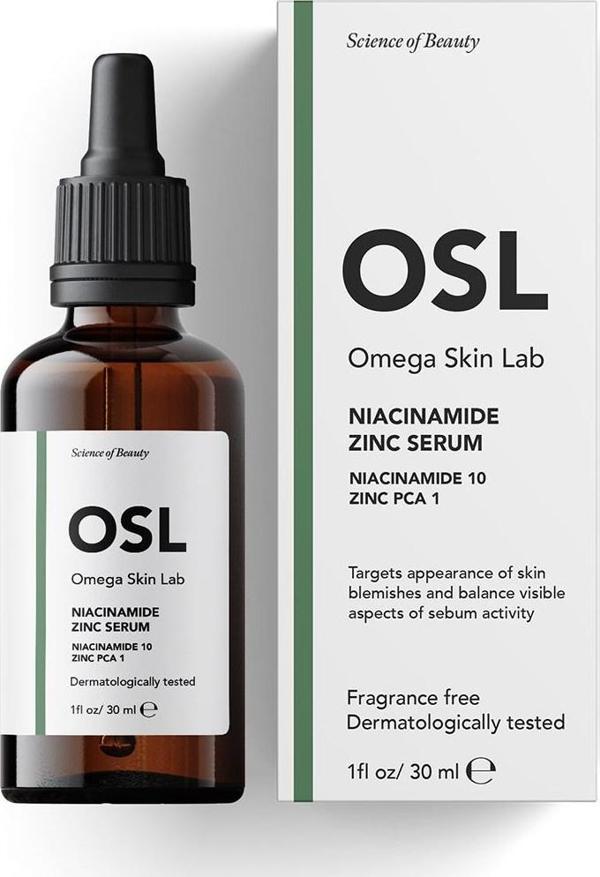 OSL Omega Skin Lab Yağlı Ciltler İçin Niasinamid ve Çinko İçeren Gözenek ve Leke Serumu - Niacinamide Zinc Serum 30ml - Image 1