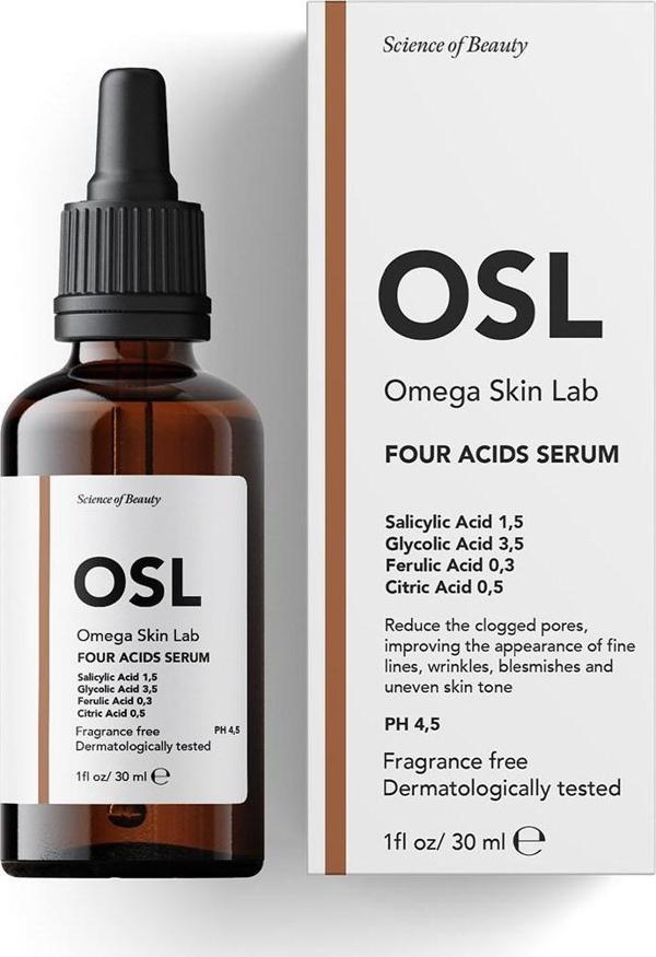 OSL Omega Skin Lab Sebum Dengesi, Gözenek, Kırışıklık ve Leke Karşıtı Serum - Four Acids Serum 30ml - Image 1