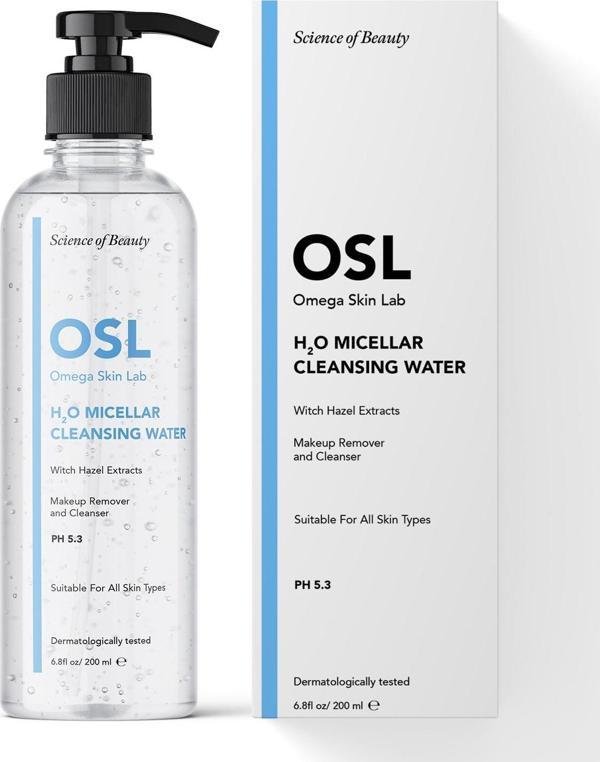 OSL Omega Skin Lab Makyaj ve Yüz Temizleme Micellar Suyu - H2O Micellar Cleanser Water 200ml - Image 1