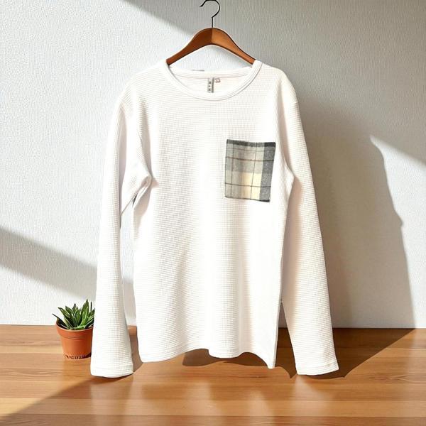 CEP DETAYLI WAFFLE SWEATSHIRT BEYAZ - Image 1