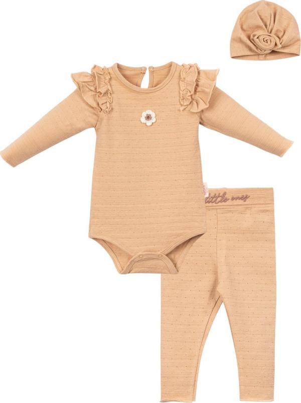 OMUZ FIRFIR ÇİÇEKLİ ÇITÇIT BODY PANTOLON BERE TAKIM Camel - Image 1