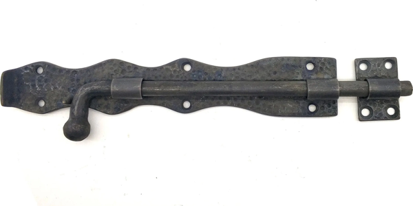 Antika Tarz Dekoratif Pirinç Dövme Kapı Sürgüsü - 25cm, Oksit - Image 1