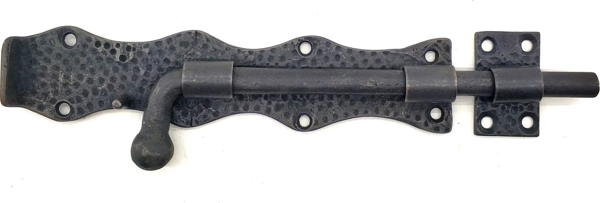 Antika Tarz Dekoratif Pirinç Dövme Kapı Sürgüsü - 20cm, Oksit - Image 1