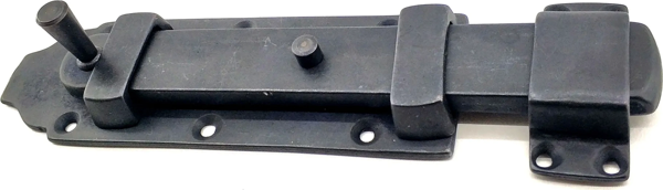 Antika Tarz Dekoratif Pirinç Yassı Kapı Sürgüsü - 55x215 Mm, Oksit - Image 1