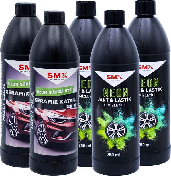 Neon Jant & Lastik Temizleyici 750 Ml  3 Adet + Seramik Katkılı Hızlı ve Pratik Cila 750 Ml 2 Adet ???? 5 Adet Al, 3 Öde! - Image 1