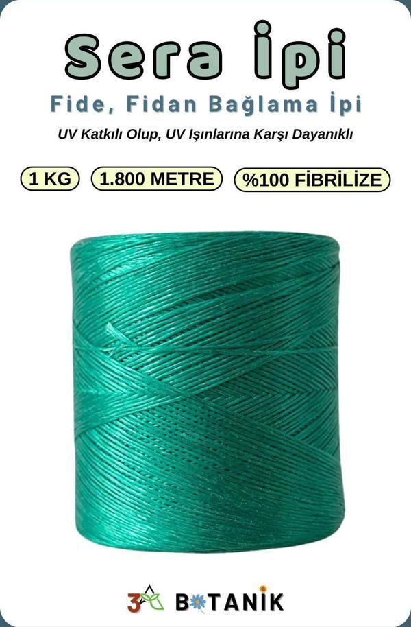 3A Botanik Sera İpi, Fide-Fidan Bağlama İpi, Domates-Salatalık Bağlama İpi, 1 Kg/1.800 M, Yeşil - Image 1